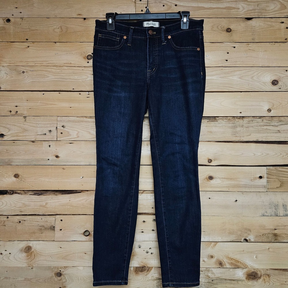 Madewell 9 Inch Mid Rise Skinny Jeans Dark Wash Indigo Petite 28P Stretch Denim